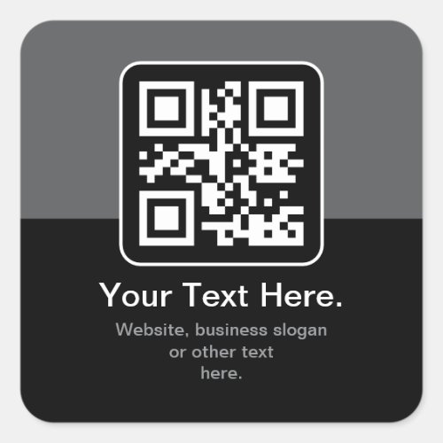 Modern Scannable QR Code | Black Grey & White Square Sticker