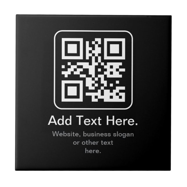Modern Scannable QR Code | Black White & Grey Ceramic Tile (Front)