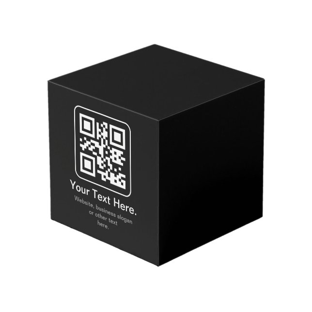 Modern Scannable QR Code | Black White & Grey Cube (Front Angled)