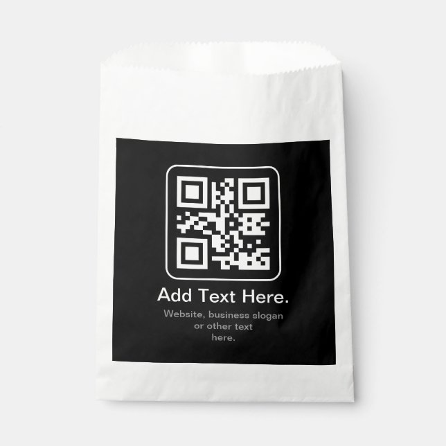 Modern Scannable QR Code | Black White & Grey Favor Bag (Front)