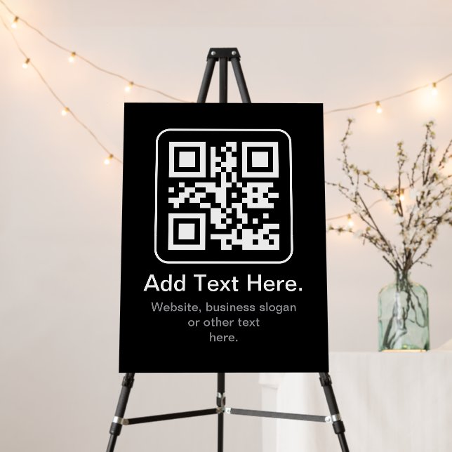 Modern Scannable QR Code | Black White & Grey Foam Board (In Situ (Stand))
