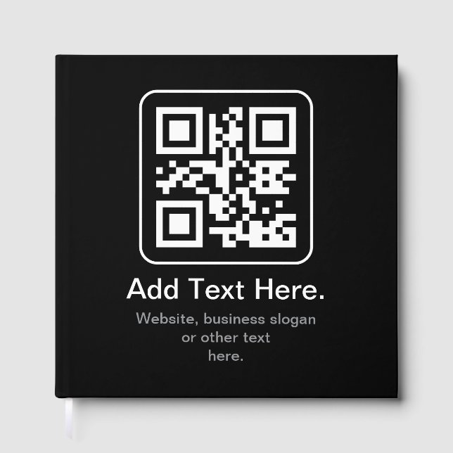 Modern Scannable QR Code | Black White & Grey Guest Book (Front)