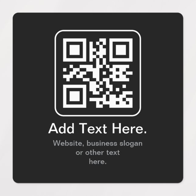 Modern Scannable QR Code | Black White & Grey Labels (Design 1)