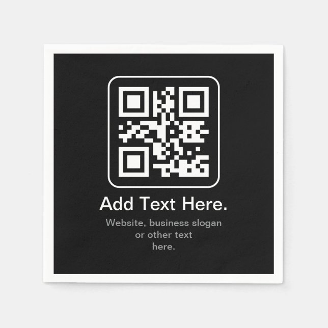 Modern Scannable QR Code | Black White & Grey Napkins (Front)