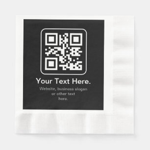 Modern Scannable QR Code Black White & Grey Napkins
