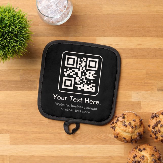 Modern Scannable QR Code | Black White & Grey Pot Holder (Top Down)