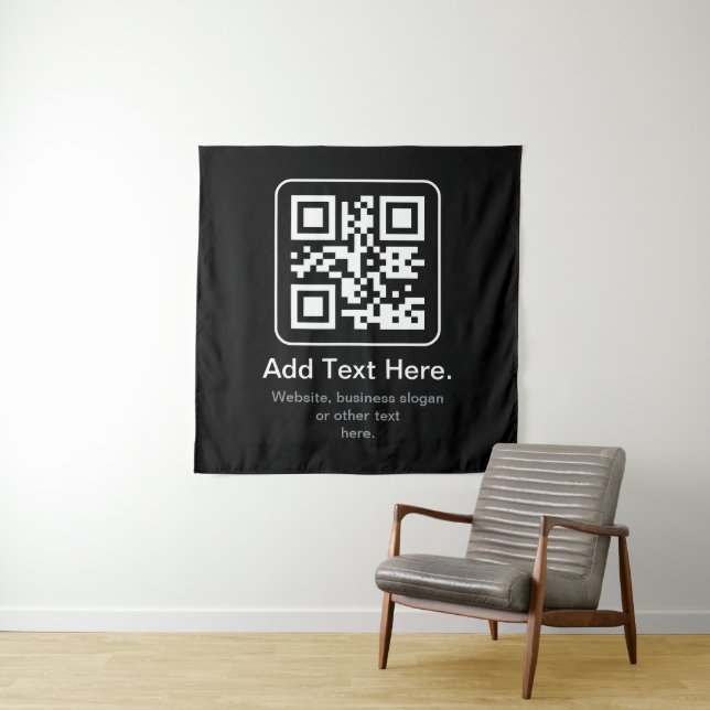 Modern Scannable QR Code | Black White & Grey Tapestry (In Situ (Horizontal))