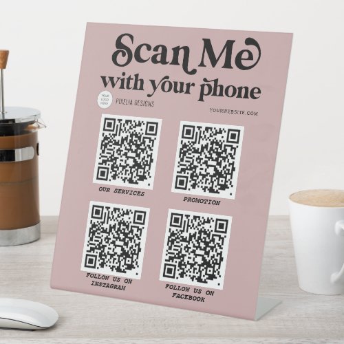 Modern scannable QR code networking Trendy sign