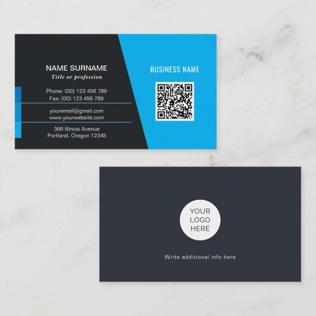 Modern scannable QR code personal or corporate Business Card (Front/Back)