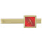 Modern Scarlet Red Brushed Metal Monogram Initials