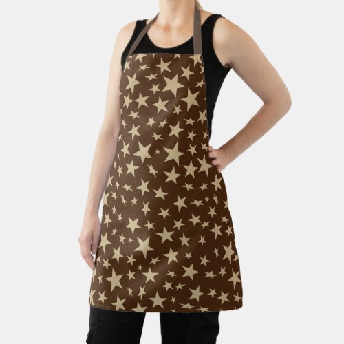 Modern Scattered Faux Gold Stars Pattern Apron