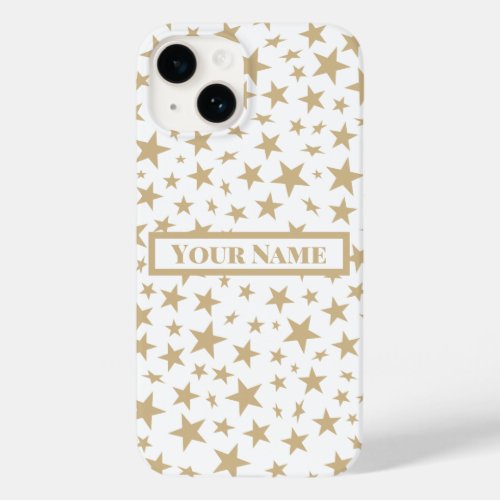 Modern Scattered Faux Gold Stars Pattern Case_Mate iPhone 14 Case