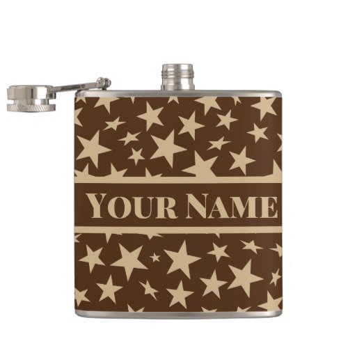 Modern Scattered Faux Gold Stars Pattern Flask