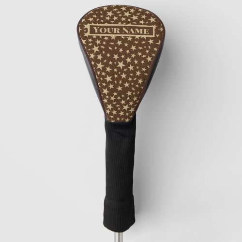 Modern Scattered Faux Gold Stars Pattern Golf Head Cover