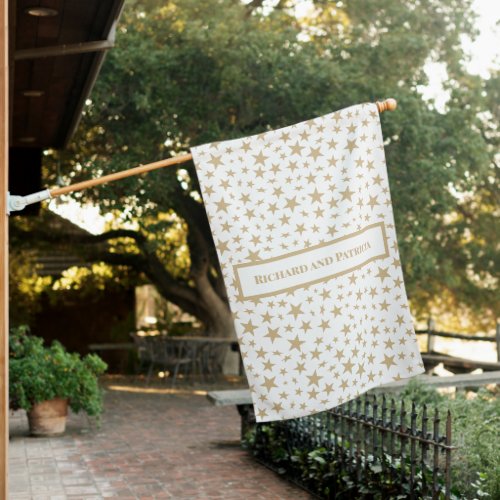 Modern Scattered Faux Gold Stars Pattern House Flag