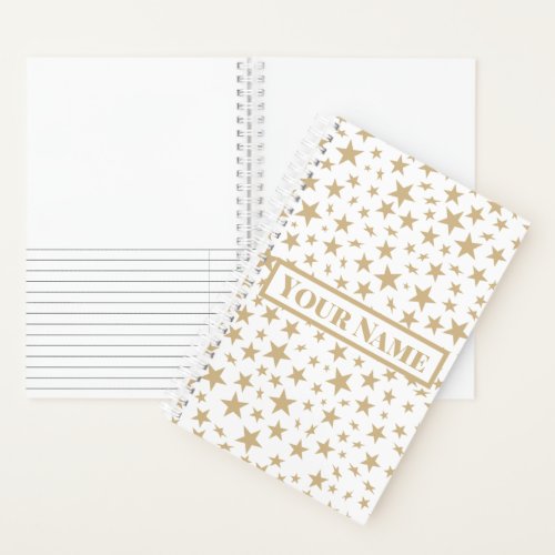 Modern Scattered Faux Gold Stars Pattern Notebook