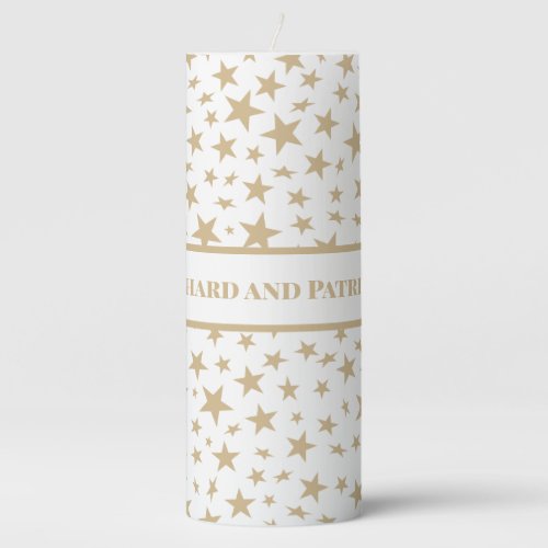 Modern Scattered Faux Gold Stars Pattern Pillar Candle