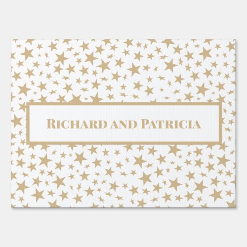 Modern Scattered Faux Gold Stars Pattern Sign