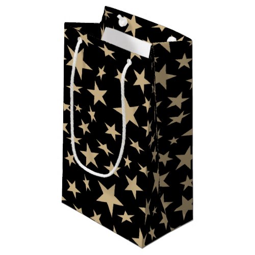 Modern Scattered Faux Gold Stars Pattern Small Gift Bag