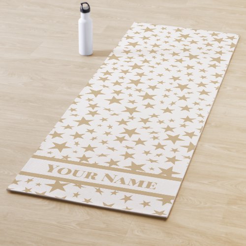 Modern Scattered Faux Gold Stars Pattern Yoga Mat