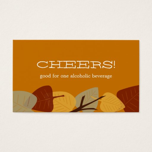 Customizable Modern scattered leaves autumn bar drink ticket business cards