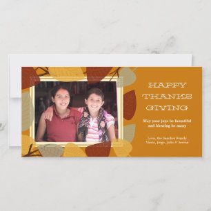Modern scattered leaves thanksgiving blessing holiday card
