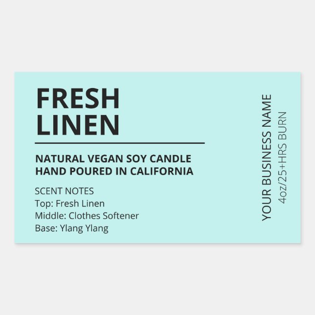 Modern Scent Blue Soy Candle Labels (Front)