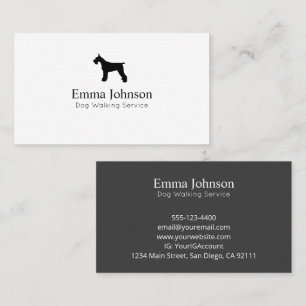 Modern Schnauzer logo Dog Walking Business Card