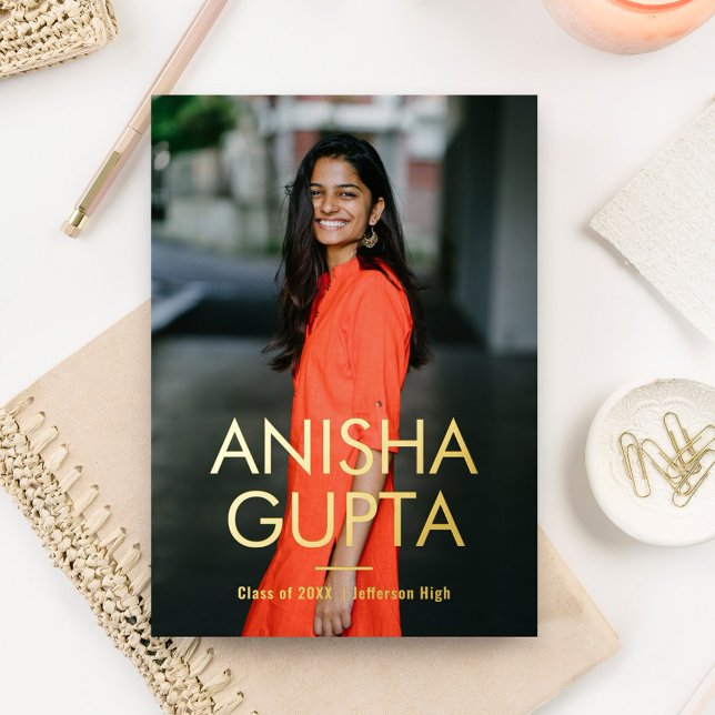 Modern Scholar Foil Graduation Announcement Invite (Creator Uploaded)