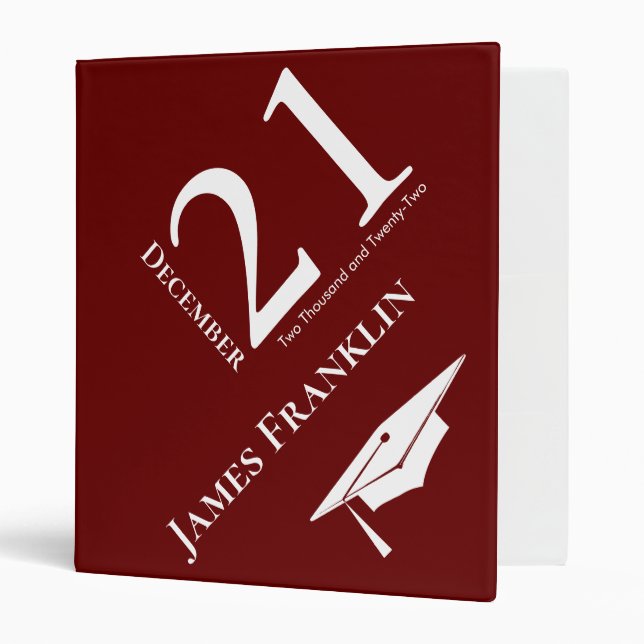 Modern School Color Senior Year Graduation 3 Ring Binder (Front/Inside)