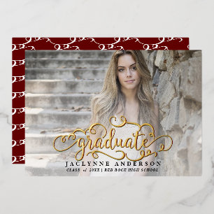 Modern School Colors Photo Foil Invitation