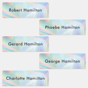 Modern School Holographic Name Kids' Labels
