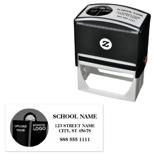 Modern School Logo School Name Address Phone Self_inking Stamp