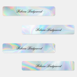 Modern School Script Holographic Name Kids' Labels