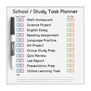 Modern School Study Planner Dry Erase Board
