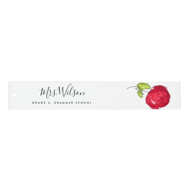 MODERN SCHOOL TEACHER OIL PAINT DRAWN APPLE RULER (Front)