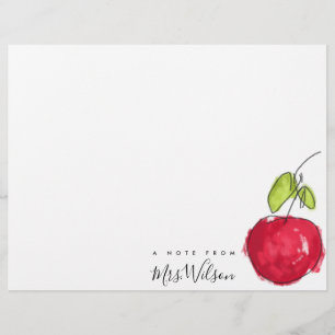 MODERN SCHOOL TEACHER OIL PAINT HAND DRAWN APPLE LETTERHEAD