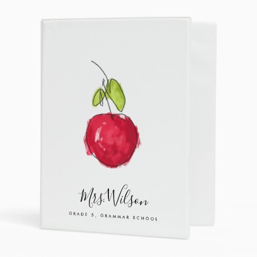 MODERN SCHOOL TEACHER OIL PAINT HAND DRAWN APPLE MINI BINDER