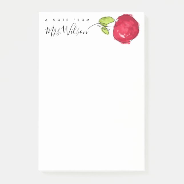 MODERN SCHOOL TEACHER OIL PAINT HAND DRAWN APPLE POST-IT NOTES (Front)