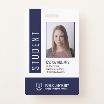 Modern School University Student ID Badge | Zazzle