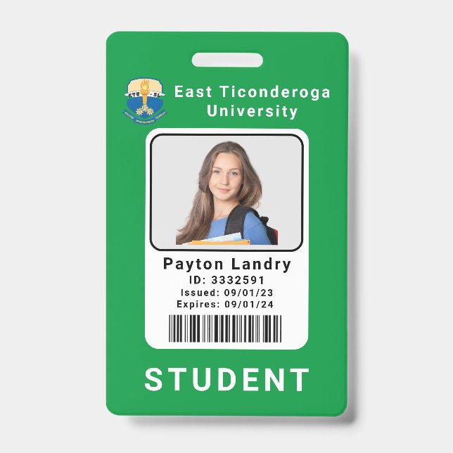 Modern School University Student ID Badge Template (Front)