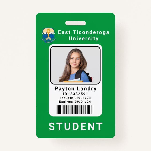 Modern School University Student ID Badge Template (Front)