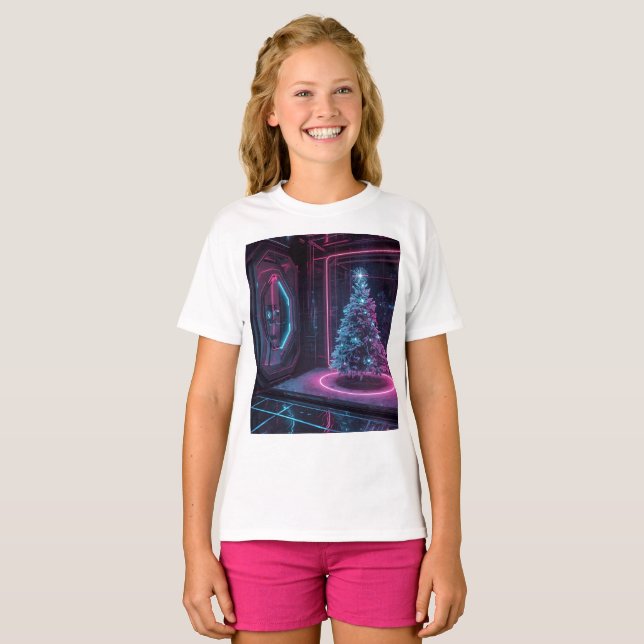 Modern Sci-Fi Holiday Design T-Shirt (Front Full)