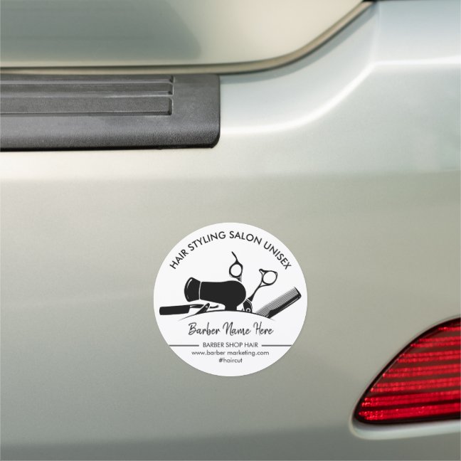 modern Scissor Comb Logo for Hair Salon Barber Car Magnet