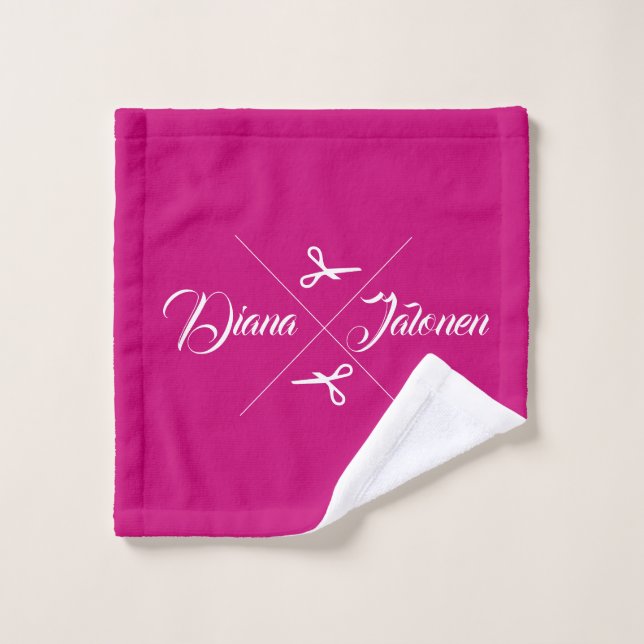 Modern Scissors Hair Stylist Raspberry Pink Wash Cloth (Wash Cloth)
