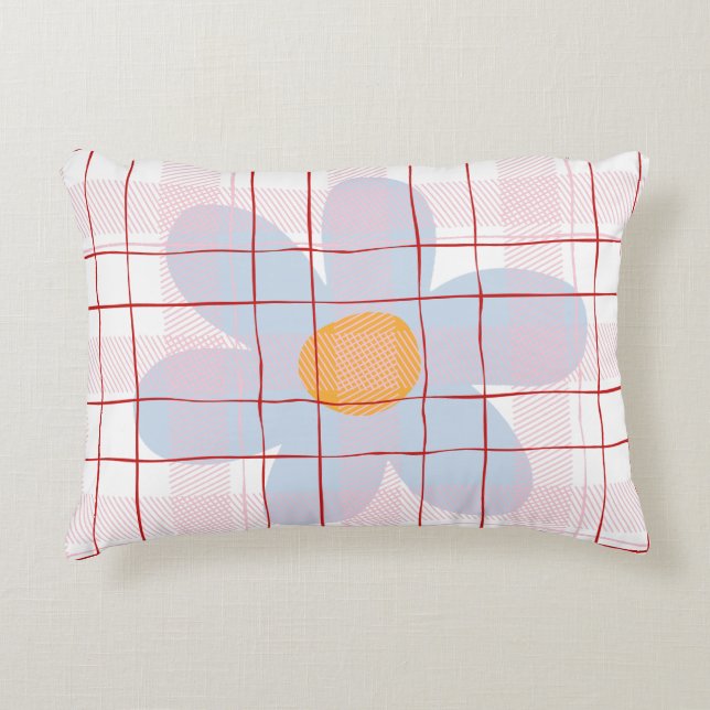 Modern scottish pattern Blue flower Trendy Accent Pillow (Front)