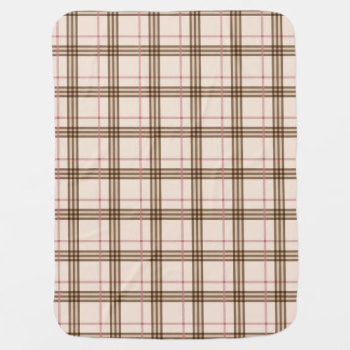 Modern Scottish plaid beige brown red tartan  Baby Blanket