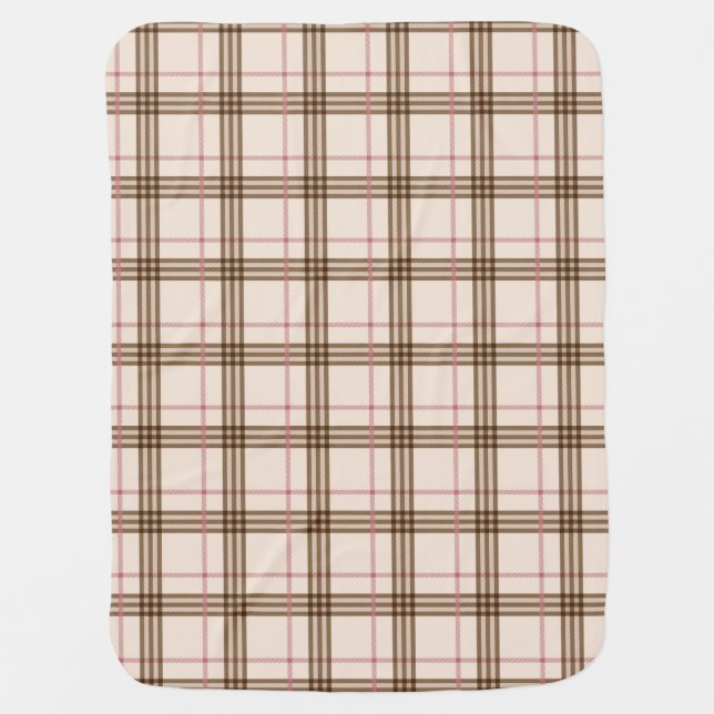 Modern Scottish plaid beige brown red tartan  Baby Blanket (Front)