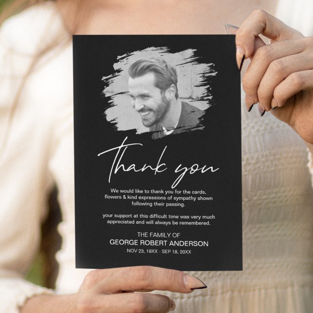 Modern Scratched Effect Photo Funeral Thank You (Creator Uploaded)