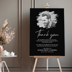 Modern Scratched Effect Photo Funeral Thank You Foam Board